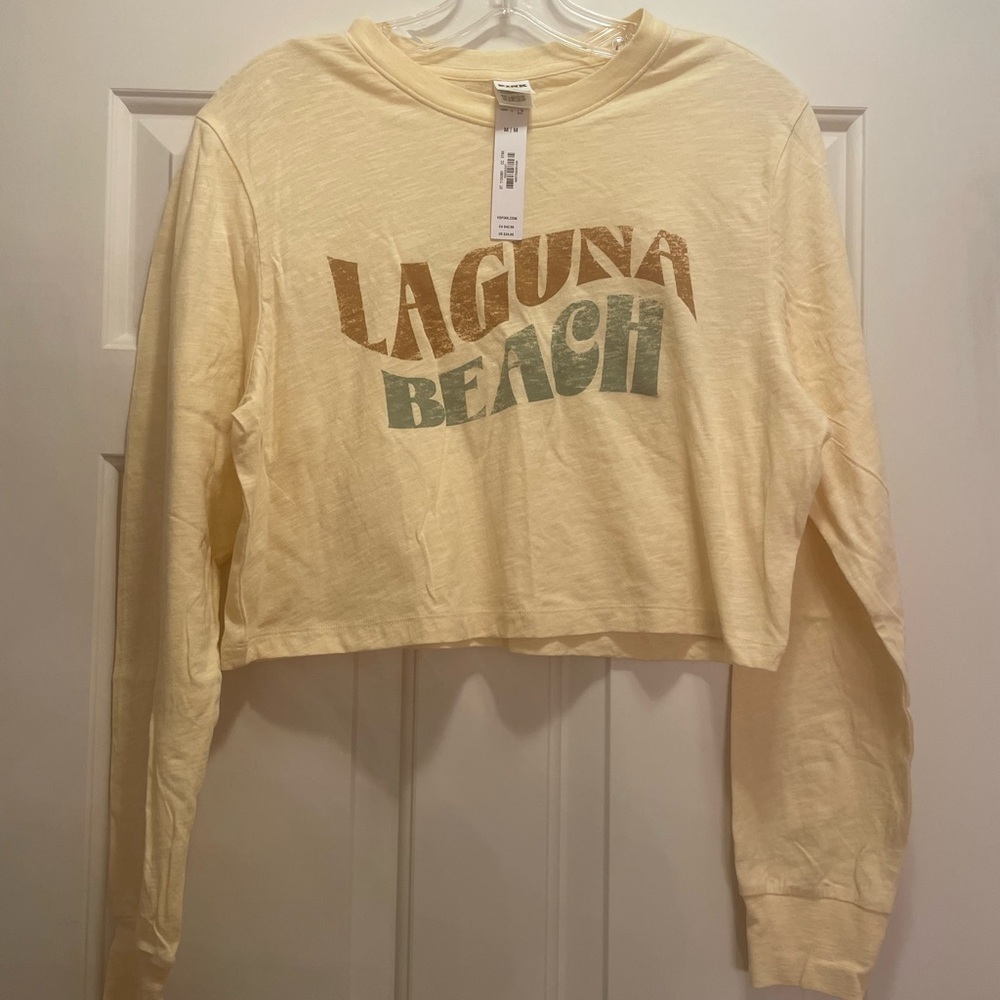 PINK Victoria's Secret Yellow Long Sleeve Cropped Hoodie